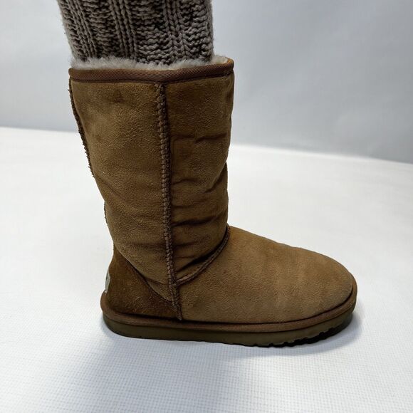 UGG Women's Tularosa Knit Detachable Knit Collar Boots Chestnut Brown Sz 7 3178 - Picture 6 of 16